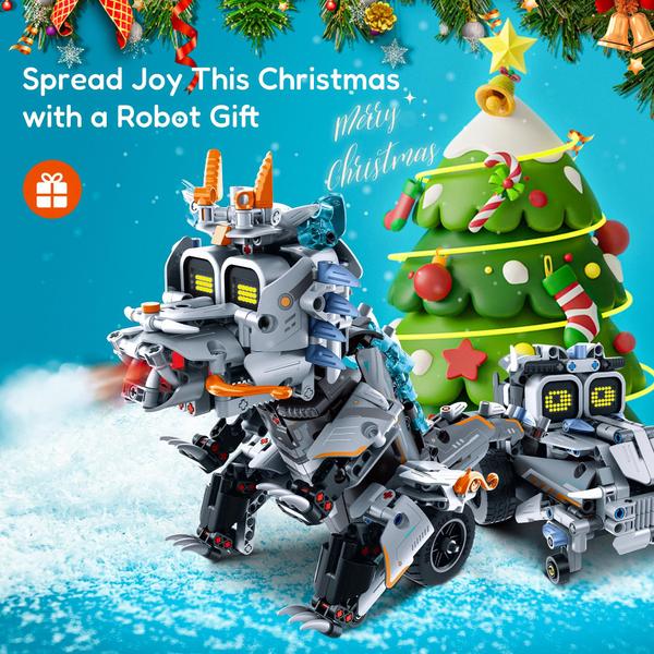 Imagem de Kit de construção de robôs AoHu com controle remoto, presentes STEM de Natal para crianças de 8 a 12 anos, conjunto de brinquedos robóticos Coding Buildable Dinosaur Technic para aniversário, crie modelos 5 em 1 com 646 peças