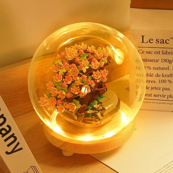 Kit de construção RSDHFLY Sakura Bonsai Flower Botanical com vidro Imagem de Kit de construção RSDHFLY Sakura Bonsai Flower Botanical com vidro