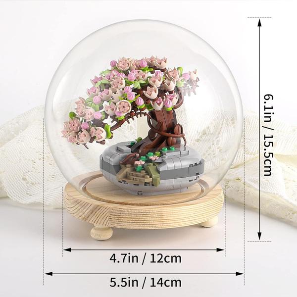 Kit de construção RSDHFLY Sakura Bonsai Flower Botanical com vidro Imagem de Kit de construção RSDHFLY Sakura Bonsai Flower Botanical com vidro