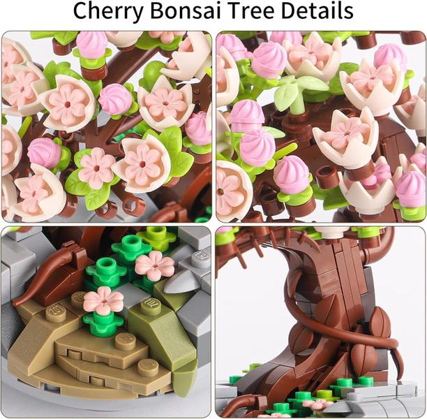Kit de construção RSDHFLY Sakura Bonsai Flower Botanical com vidro Imagem de Kit de construção RSDHFLY Sakura Bonsai Flower Botanical com vidro