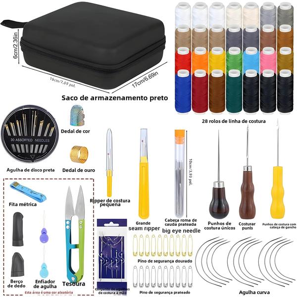 Imagem de Kit De Costura De Couro Para Reparo De Estofamento, Conjunto De Ferramentas De Costura Kraball Com