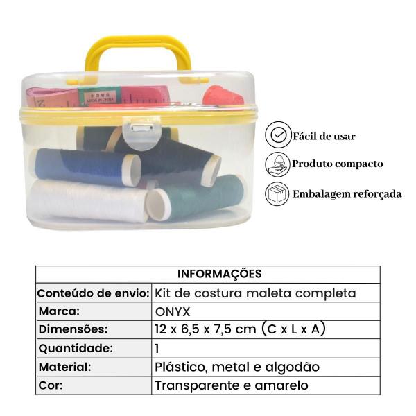 Imagem de Kit De Costura Maleta Completa 12Cm De Plástico Amarelo