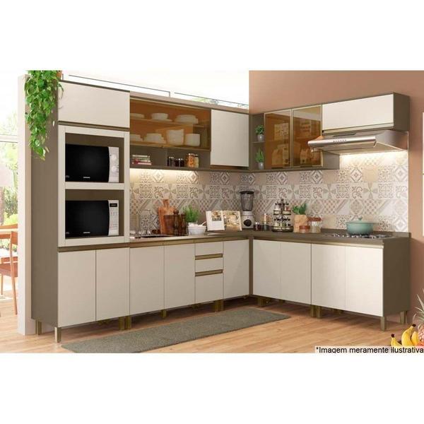 Imagem de Kit de Cozinha 13 Peças Connect 1 (4Armários+4Balcões+1Paneleiro+4Complementos) C13P02 Duna/Cristal-Henn