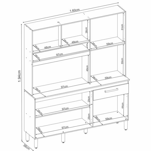 Imagem de Kit de Cozinha 6 Portas 1 Gaveta Alamo Avena Touch/Menta - Demóbile