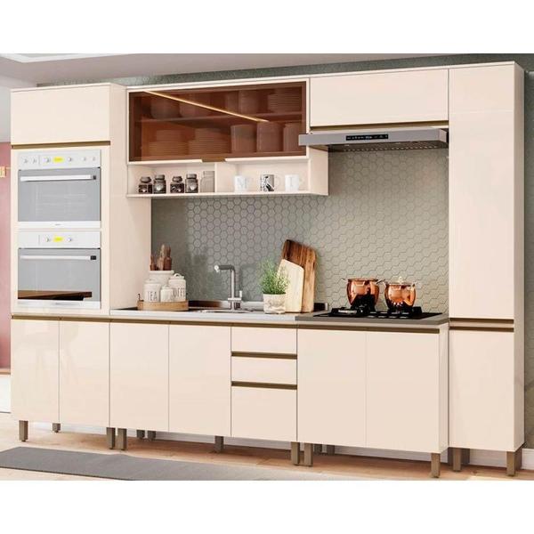 Imagem de Kit de Cozinha 7 Peças Connect (2 Aéreos+2Balcões+2Paneleiro+1Complemento) CPT91 Off White - Henn