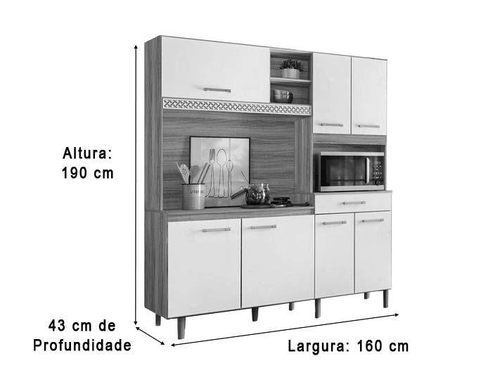 Imagem de Kit de Cozinha 7 Portas Freijo/Off White Cristal Yara Nicioli