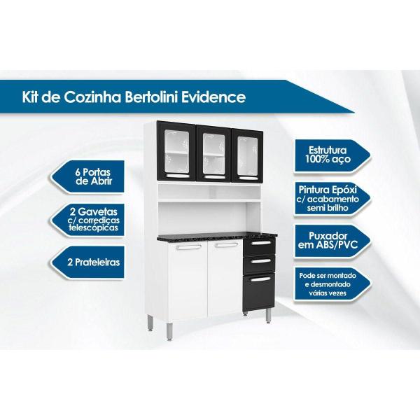 Imagem de Kit de Cozinha Bertolini Evidence 7146 120cm Branco/Preto