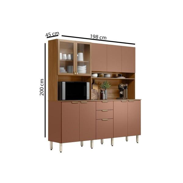 Kit de Cozinha Compacta Amora c/ 10 Portas e 2 Gavetas 198cm Amendola/Nude Prime TX - Demóbile Imagem de Kit de Cozinha Compacta Amora c/ 10 Portas e 2 Gavetas 198cm Amendola/Nude Prime TX - Demóbile
