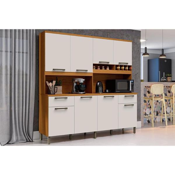 Kit de Cozinha Compacta Cabernet Prime 8 Portas e 2 Gavetas 73cm Amendoa/Off White - Ronipa Imagem de Kit de Cozinha Compacta Cabernet Prime 8 Portas e 2 Gavetas 73cm Amendoa/Off White - Ronipa