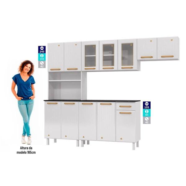 Kit de Cozinha Compacta Diamante Smart Aço 4 Peças (2Aéreos+1Balcão+Paneleiro) CZ26 Branco/Preto - Telasul Imagem de Kit de Cozinha Compacta Diamante Smart Aço 4 Peças (2Aéreos+1Balcão+Paneleiro) CZ26 Branco/Preto - Telasul