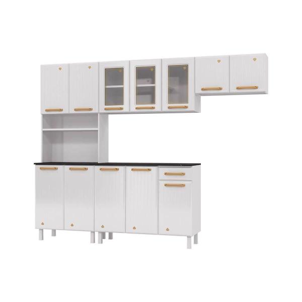 Kit de Cozinha Compacta Diamante Smart Aço 4 Peças (2Aéreos+1Balcão+Paneleiro) CZ26 Branco/Preto - Telasul Imagem de Kit de Cozinha Compacta Diamante Smart Aço 4 Peças (2Aéreos+1Balcão+Paneleiro) CZ26 Branco/Preto - Telasul