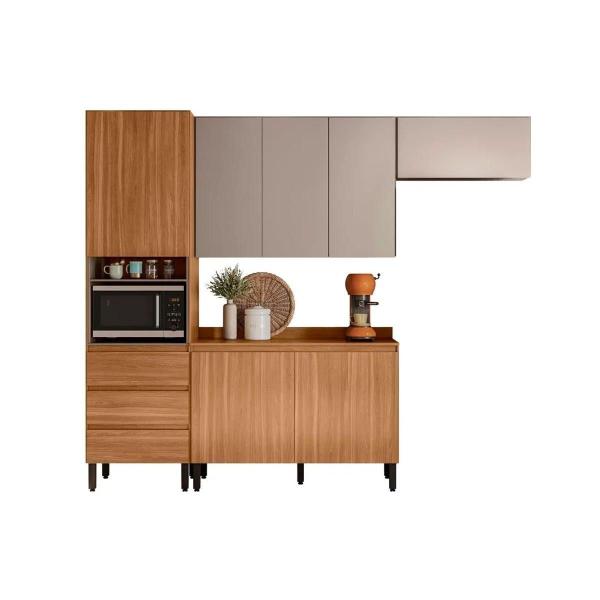 Imagem de Kit de Cozinha Compacta Lazuli c/ 7 Portas e 3 Gavetas 260cm Amendola/Nude Prime TX - Demóbile