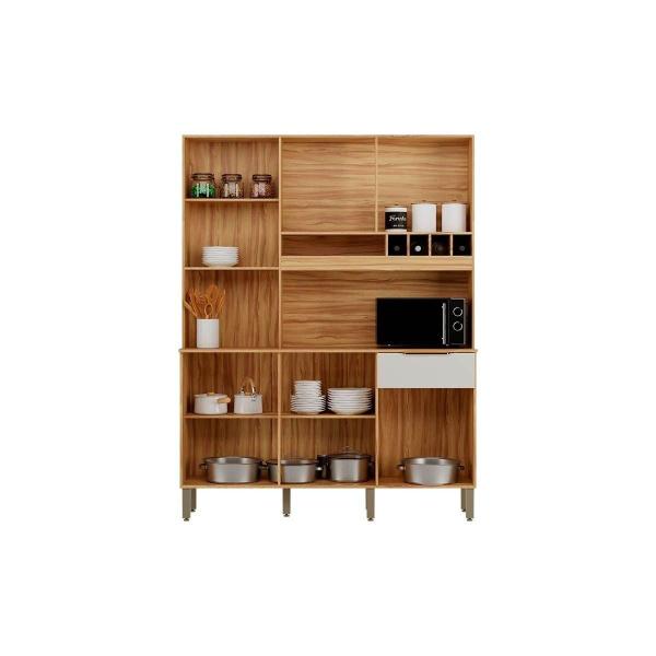 Kit de Cozinha Compacta Moscato 6 Portas e 1 Gaveta 197x151cm Amendoa/Off White - Ronipa Imagem de Kit de Cozinha Compacta Moscato 6 Portas e 1 Gaveta 197x151cm Amendoa/Off White - Ronipa
