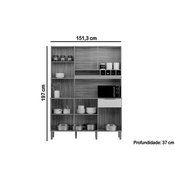 Kit de Cozinha Compacta Moscato 6 Portas e 1 Gaveta 197x151cm Amendoa/Off White - Ronipa Imagem de Kit de Cozinha Compacta Moscato 6 Portas e 1 Gaveta 197x151cm Amendoa/Off White - Ronipa