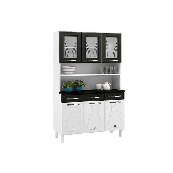 Imagem de Kit de Cozinha Compacta Star New c/ 6 Portas (3 c/ Vidro) e 3 Gavetas Branco - Telasul