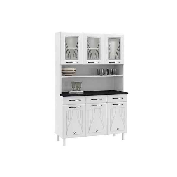 Imagem de Kit de Cozinha Compacta Star New c/ 6 Portas (3 c/ Vidro) e 3 Gavetas Branco - Telasul