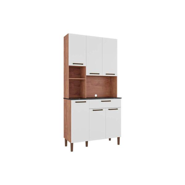 Imagem de Kit de Cozinha Compacta Tannat Gold 6 Portas e 1 Gaveta 70cm Amendoa/Off White - Ronipa