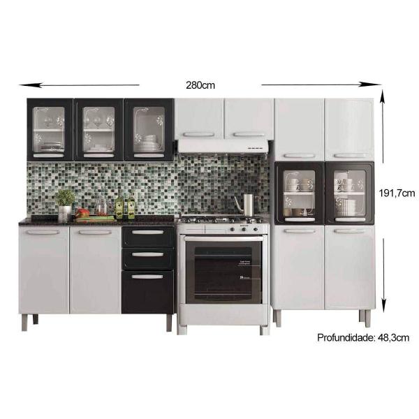 Imagem de Kit de Cozinha Completa 4 Peças Evidence  (2 Armários + 1 Balcão + 1 Paneleiro) C4P57 Branco - Bertolini