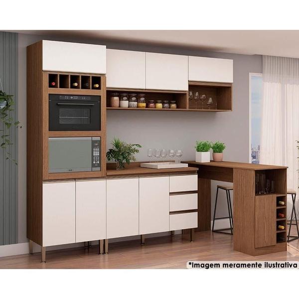 Imagem de Kit de Cozinha Completa 4 Peças Lotus (2Aéreos+1Balcão+1Paneleiro) Ebano/Off White - Genialflex