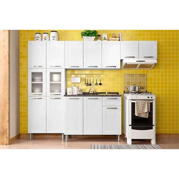 Imagem de Kit de Cozinha Completa 4 Peças Múltipla  (2 Armários + 1 Balcão + 1 Paneleiro) C4P86 Branco - Bertolini