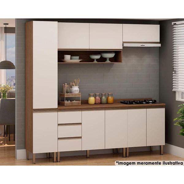 Imagem de Kit de Cozinha Completa 5 Peças Violeta 6 Peças (2Aéreos+2Balcões+1Paneleiro+1Complemento) Ebano/Off White - Genialflex