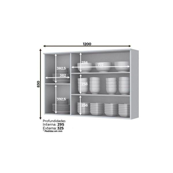 Imagem de Kit de Cozinha Completa 8 Peças Americana  (2 Armários + 2 Balcões + 2 Paneleiros + 2 Complementos) C8P02 Branco - Henn