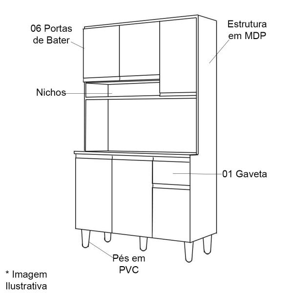 Imagem de Kit de Cozinha Magda 6 Portas e 1 Gaveta