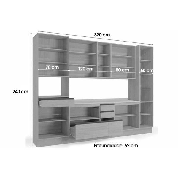 Imagem de Kit de Cozinha Modulada 8 Peças Maxxi  (2 Armários + 2 Balcões + 2 Paneleiros + 2 Complementos) C8P24 Nogal - Kappesberg