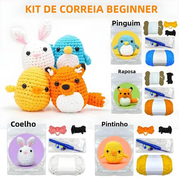 Imagem de Kit de Crochê Infantil para Iniciantes - Ganchos, Fio e Passo a Passo