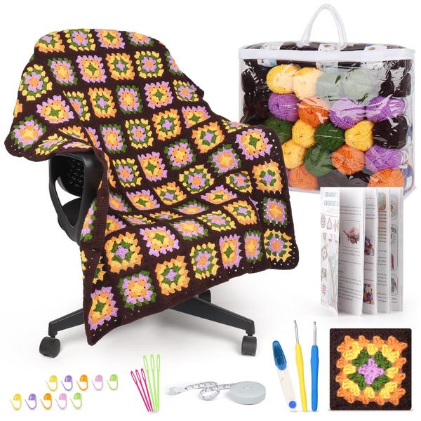 Imagem de Kit de crochê Katech Basic Granny Square Blanket para adulto