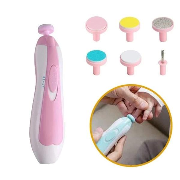 Imagem de Kit de cuidado para bebês Baby Nail Trimmer Cortador Lixador Aparador de Unha para Bebe com Luz Led rosa