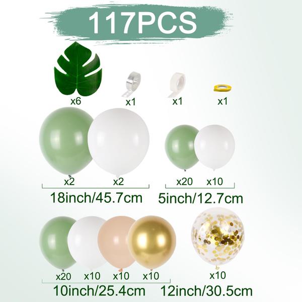 Imagem de Kit de Decoração FengRise para Chá de Bebê - Verde Sálvia com 4 Caixas de Balões