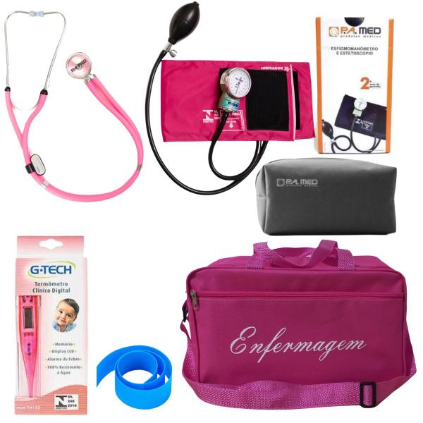 Imagem de Kit de enfermagem esteto aparelho de pressão pink