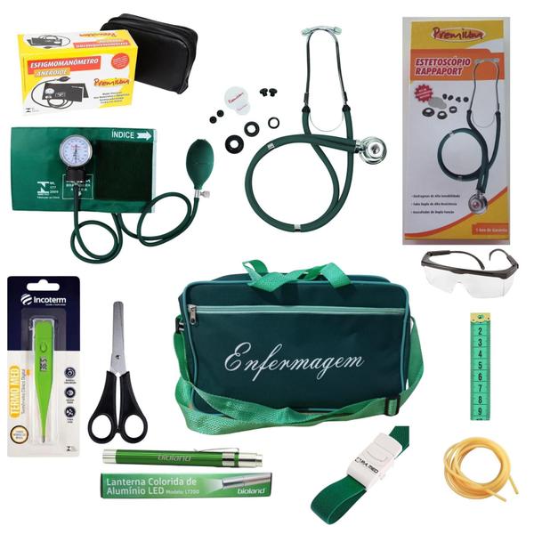 Imagem de Kit De Enfermagem Verde Com Medidor De Pressão Premium