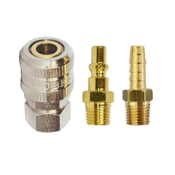 Imagem de Kit De Engate Rápido Lubefer 1/4'' Lub-Kit003 Latão