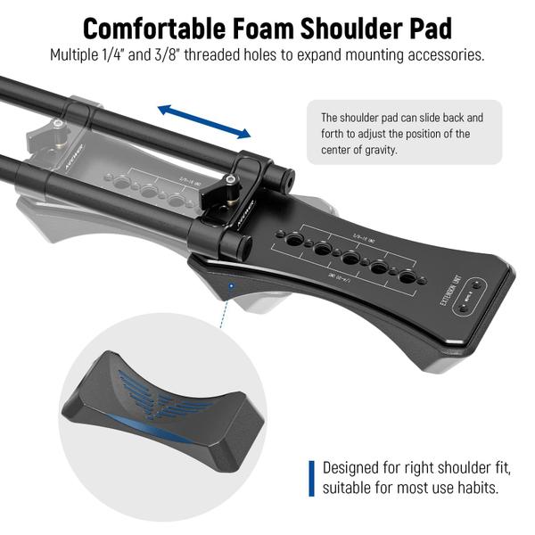 Imagem de Kit de equipamento de ombro Neewer SR004 com sistema de suporte de haste de 15 mm