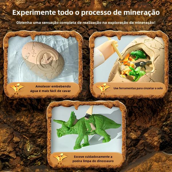 Imagem de Kit de Escavação de Ovos de Dinossauro para Crianças - Brinquedo Arqueológico com Caixa Surpresa