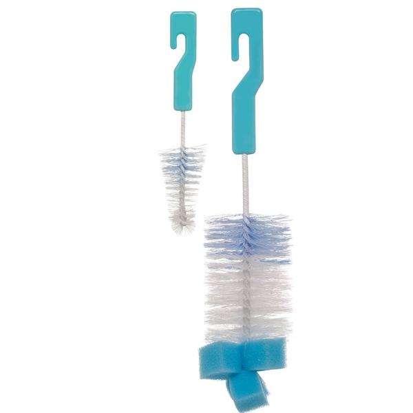 Kit de escovas para mamadeira e bicos com espuma azul buba Imagem de Kit de escovas para mamadeira e bicos com espuma azul buba