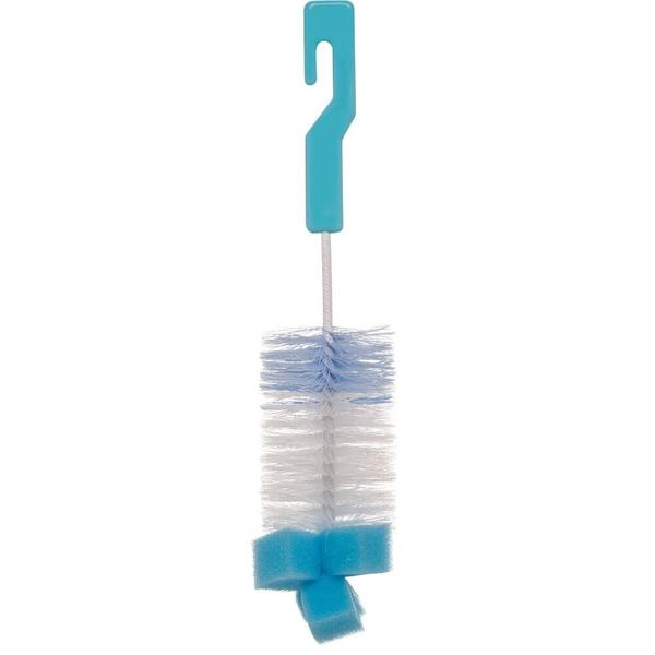 Kit de escovas para mamadeira e bicos com espuma azul buba Imagem de Kit de escovas para mamadeira e bicos com espuma azul buba