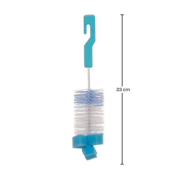 Kit de escovas para mamadeira e bicos com espuma azul buba Imagem de Kit de escovas para mamadeira e bicos com espuma azul buba