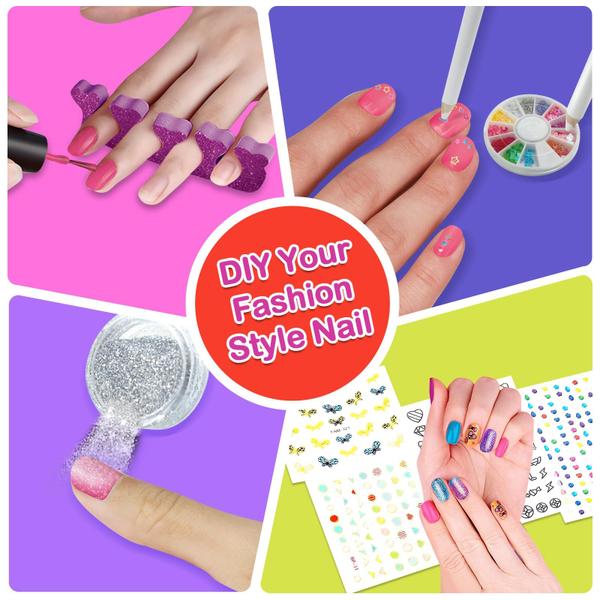 Imagem de Kit de esmaltes Yoloflix para meninas de 6 a 12 anos com secador de unhas e acessórios