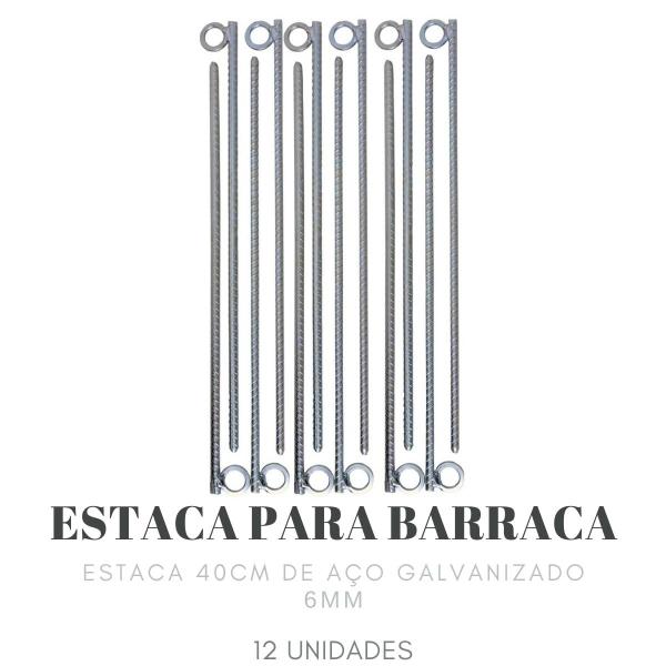 Imagem de Kit de estaca para barraca c/12 unid(40cm - aço ca-50 - 6mm)