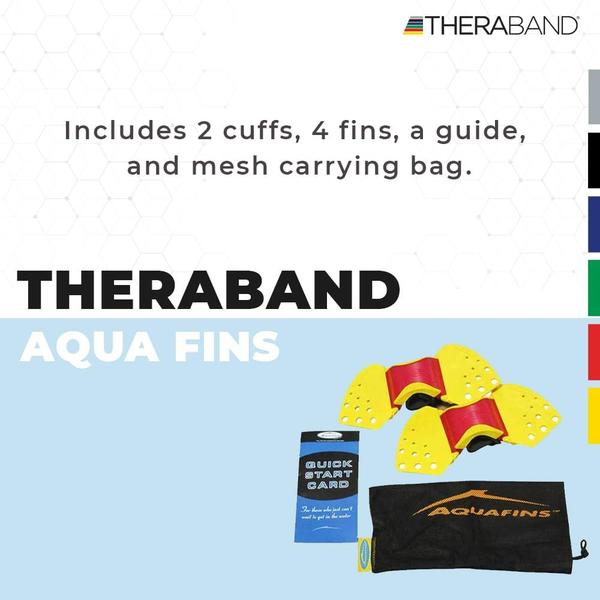 Imagem de Kit de exercício aquático theraband para treinamento de resistência à água para o corpo superior/inferior, fisioterapia da piscina, equipamento de hidroginástica, 2 aletas, saco de malha e instruções de exercício de início rápido