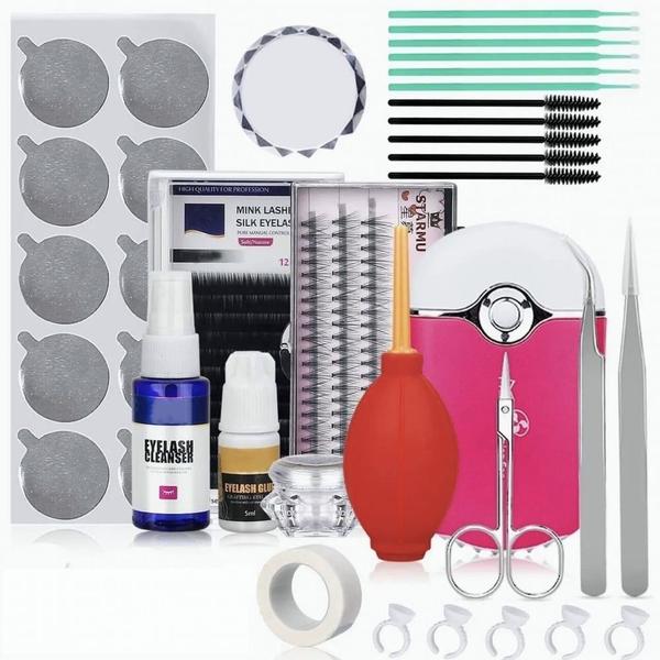 Imagem de Kit de extensões de cílios para treinamento profissional com acessórios