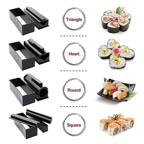 Imagem de Kit de fabricação de sushi Wokex Black com 5 moldes, garfo de arroz e espátula