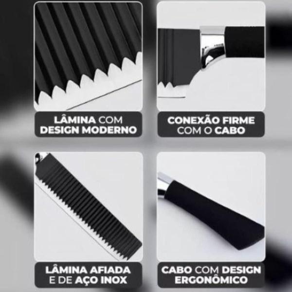 Imagem de Kit De Facas Cozinha Churrasco Premium Inóx 8 Peças Preto