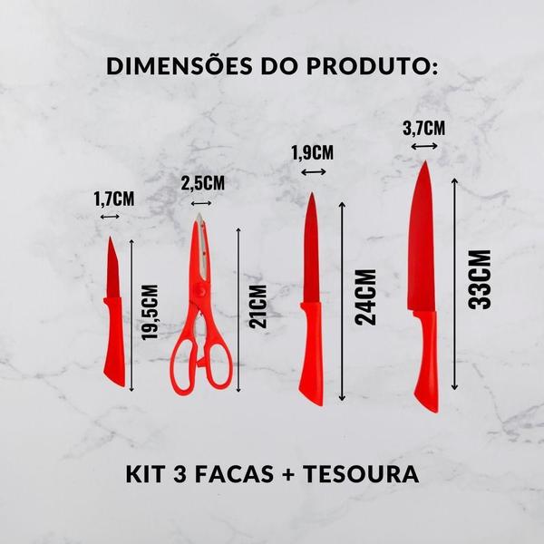 Imagem de Kit De Facas E Tesoura 4 Peças - Ad