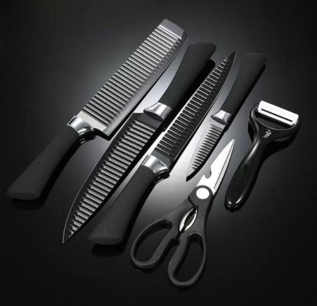 Imagem de Kit De Facas Para Churrasco 6 Peças Fio Navalha Gourmet Inox Antiaderente Cozinha Profissional