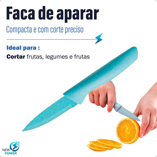 Imagem de Kit De Facas Para Cozinha E Churrasco 6 Peças Antiaderente Fio Navalha Colorido Linha Premium