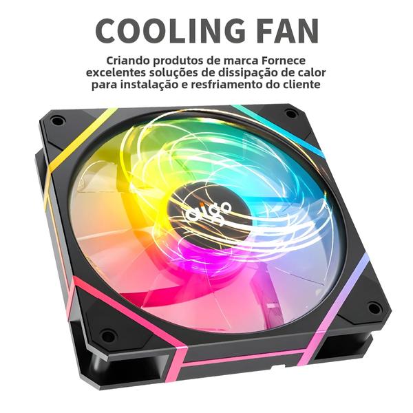 Imagem de Kit de Fan Aigo AM12 RGB - 120mm - Refrigerador de Água 6Pin - ARGB - 12cm